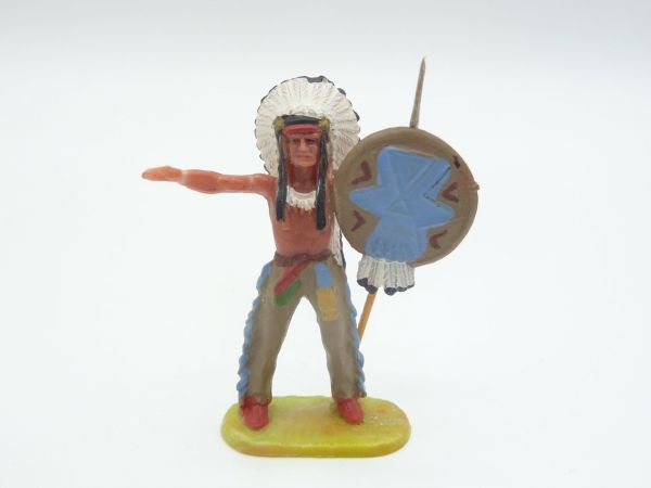 Elastolin 4 cm Chief standing with shield, No. 6802 - nice painting