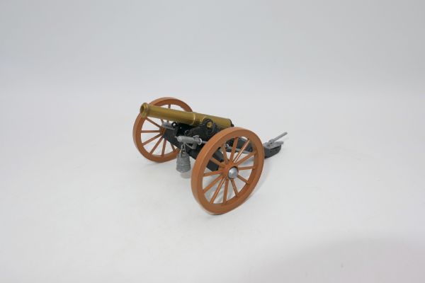 Timpo Toys Bürgerkriegskanone, schwarz mit mittelbraunen Rädern