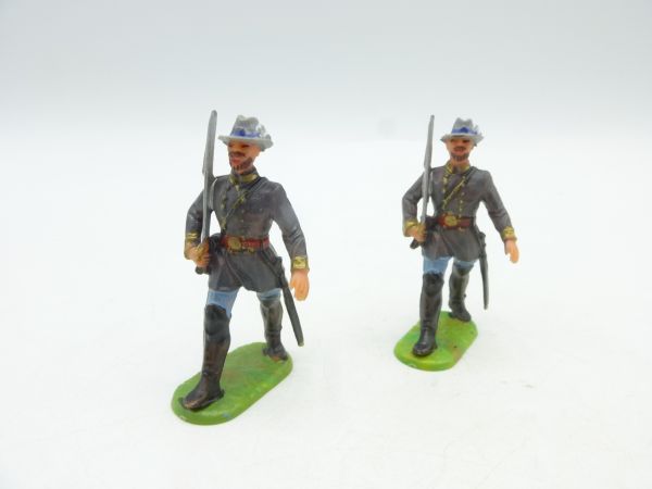 Elastolin 4 cm 2 Offiziere im Marsch - Sammlerbemalung