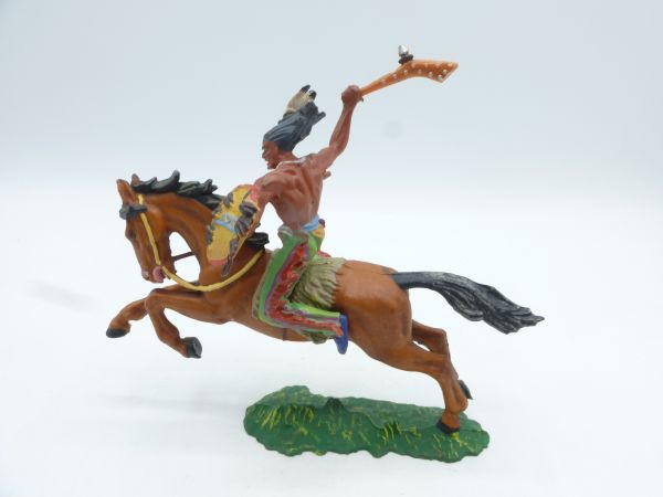 Elastolin 7 cm Indian on horseback with club, No. 6852