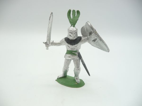 Timpo Toys Ritter Schwert seitlich mit eckigem Schild, schwarz/grün - wie neu