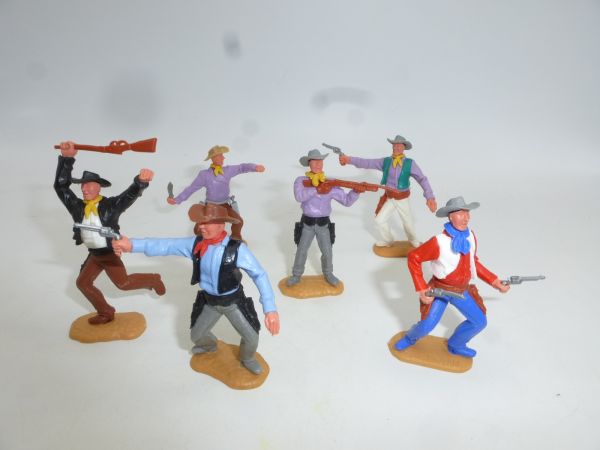 Timpo Toys Gruppe Cowboys 2. Version zu Fuß (6 Figuren)