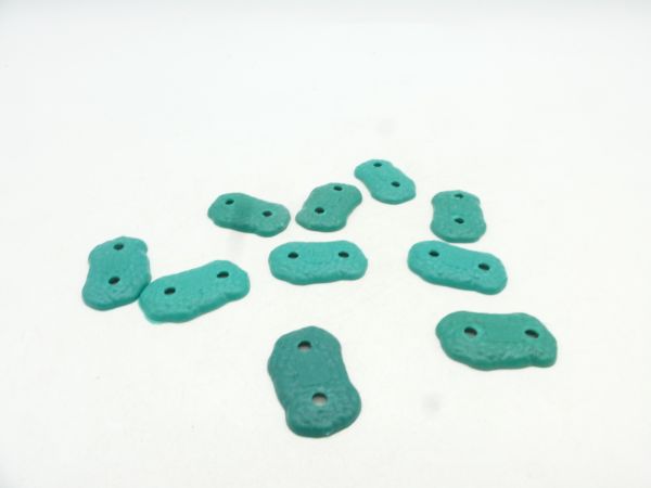 Timpo Toys 10 two-hole base plates for foot figures, green