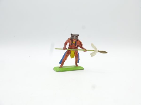 Britains Deetail Indian standing, spear in front of the body, with bear skin