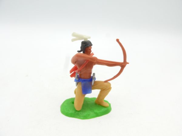 Elastolin 5,4 cm Indianer kniend mit Bogen + Köcher