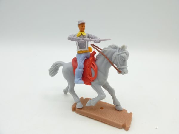 Plasty Confederate Army soldier riding, firing rifle