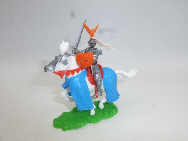 Elastolin 5,4 cm Ritter zu Pferd mit Schwert