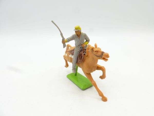 Britains Deetail Confederate Army soldier riding, rifle held high - variation