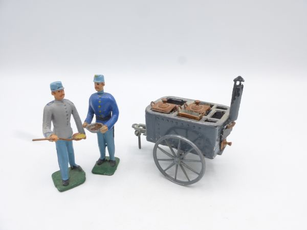 2 Soldaten mit Feldküche, Figurenhöhe 6,5 cm