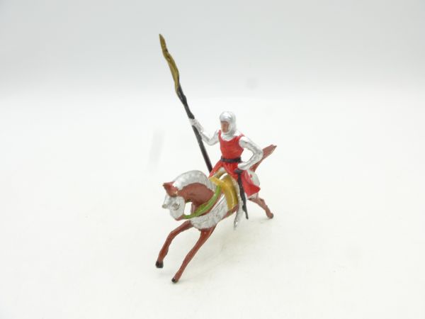 Merten 4 cm Ritter zu Pferd, Lanze hoch - tolle Figur, frühe Bemalung