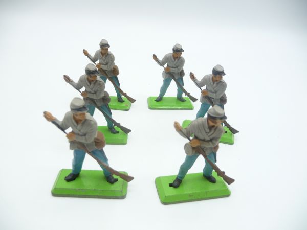 Britains Deetail 6 Confederate Army soldiers standing, loading - used