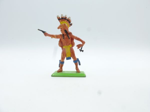Britains Deetail Indian standing, shooting pistol, with tomahawk
