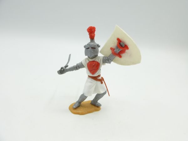 Timpo Toys Visor knight standing, white with sword