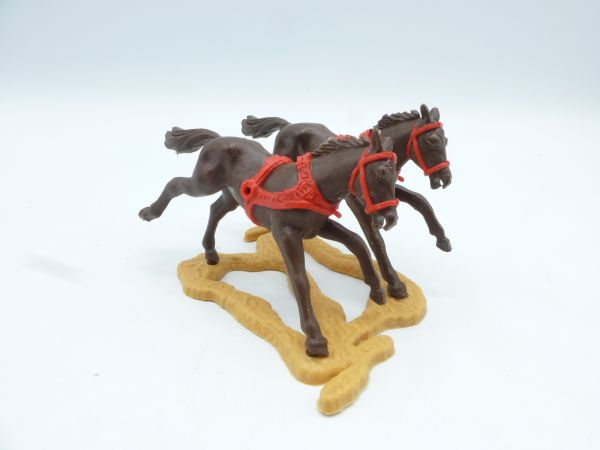 Timpo Toys Carriage horse team long running, brown