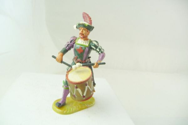 Elastolin 7 cm Landsknecht, drummer, No. 9005, painting 2 - extremely good painting