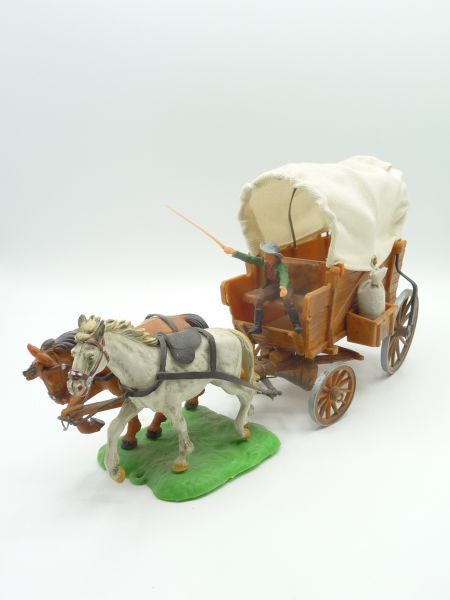 Elastolin 7 cm Covered wagon with coachman, No. 7703 - nice item, very good condition