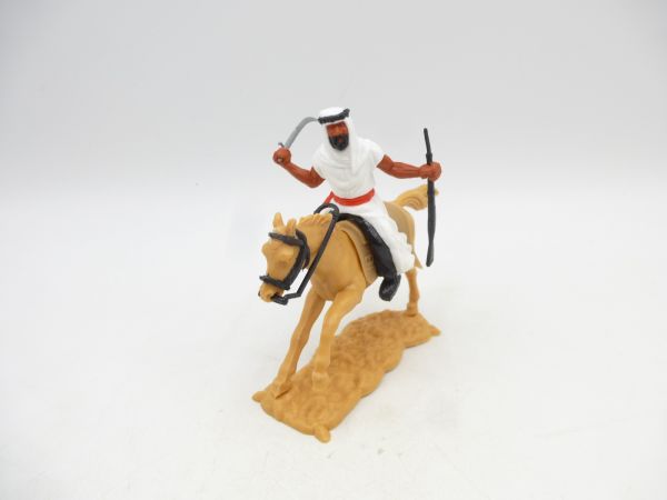 Timpo Toys Araber zu Pferd (weiß, schwarze Innenhose) mit Gewehr