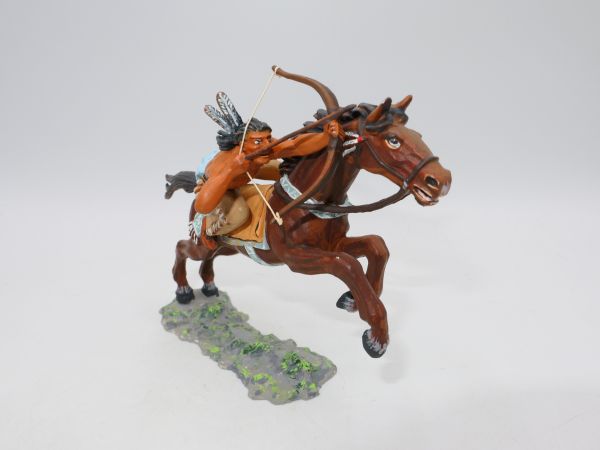 Elastolin 7 cm Indianer seitlich am Pferd, Nr. 6847 - schöne Sammlerbemalung