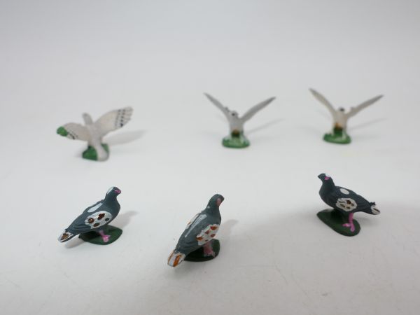Elastolin 6 pigeons (standing / fluttering)