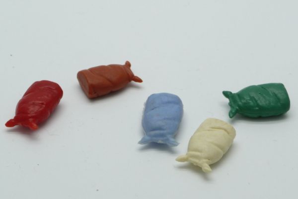 5 Gepäcksäcke (ähnlich Timpo Toys) in verschiedenen Farben