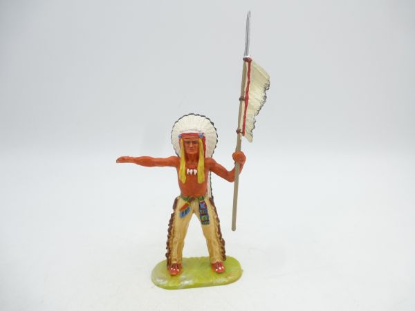 Elastolin 7 cm Chief standing with spear + shield, No. 6802, painting 2