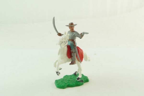 Timpo Toys Solids Confederate Army soldier riding, officer with sabre and pistol