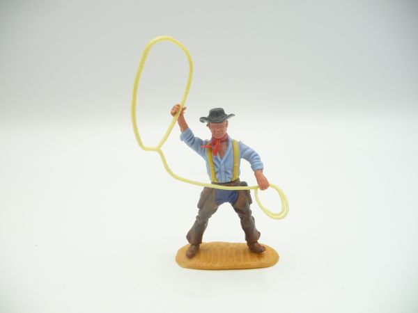 Timpo Toys Cowboy 4th version standing with lasso - chaps + fixed holster (rare)