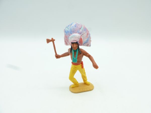 Timpo Toys Indianer 2. Version / Häuptling mit Tomahawk seitlich