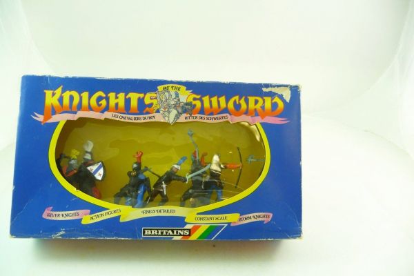 Britains Knights of the Sword; 7 black knights, No. 7777 - orig. packaging, rare box