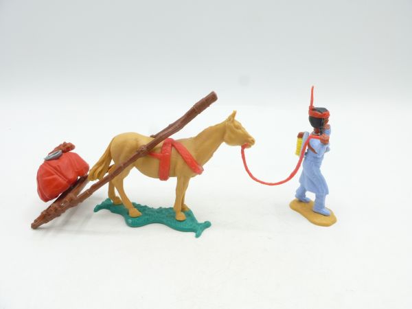 Timpo Toys Indianer Travois mit rotem Gepäckstück