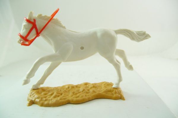 Timpo Toys Pferd, langlaufend, weiß, rote Zügel / Zaumzeug