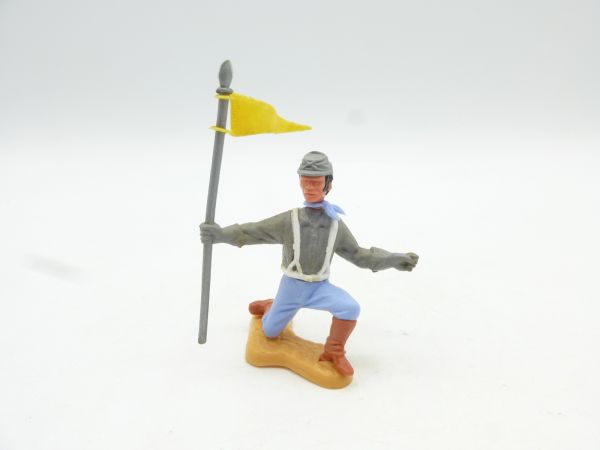 Timpo Toys Confederate Army 3rd version, soldier kneeling with flag