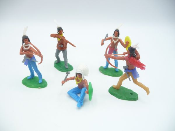 Elastolin 5,4 cm Set Indianer (5 Figuren) mit vielen Waffen