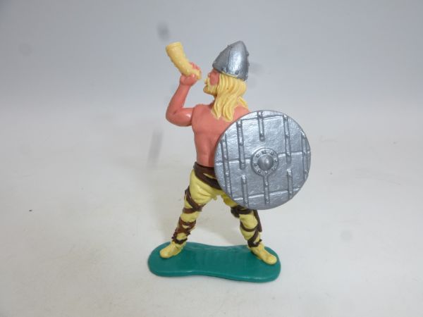 Timpo Toys Viking, hornblower, blond hair, silver shield