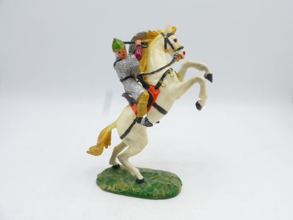 Elastolin 7 cm Ougen Norman on horseback with mace, No. 8880