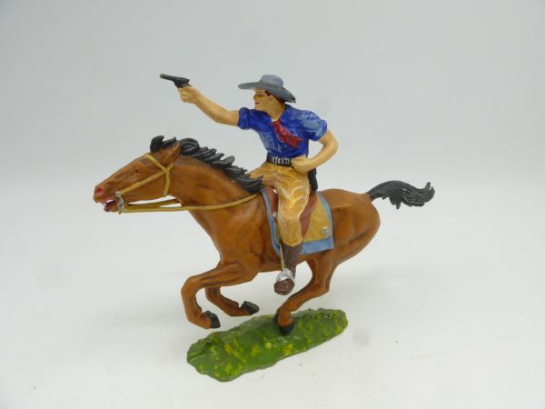Elastolin 7 cm Cowboy on horseback with pistol, No. 6992, painting 2