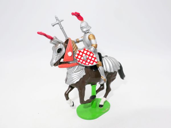 Britains Deetail Knight on horseback with battle axe + shield