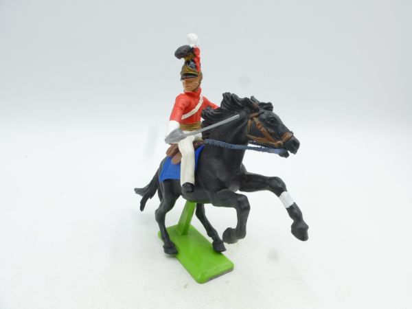 Britains Deetail Waterloo soldier riding, red uniform, sabre at side
