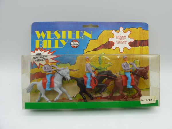 Plasty 3 Confederate Army soldiers riding - in rare Western Billy original box
