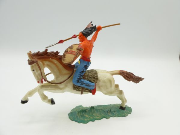 Elastolin 7 cm Indianer zu Pferd mit Lanze, Nr. 6853 (made in Austria) - tolle Figur