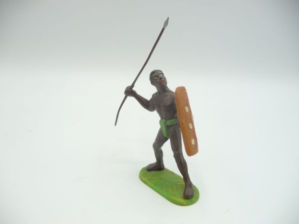 Elastolin 7 cm Afrikaner mit Speer + Schild, Nr. 8202 - schöne Bemalung