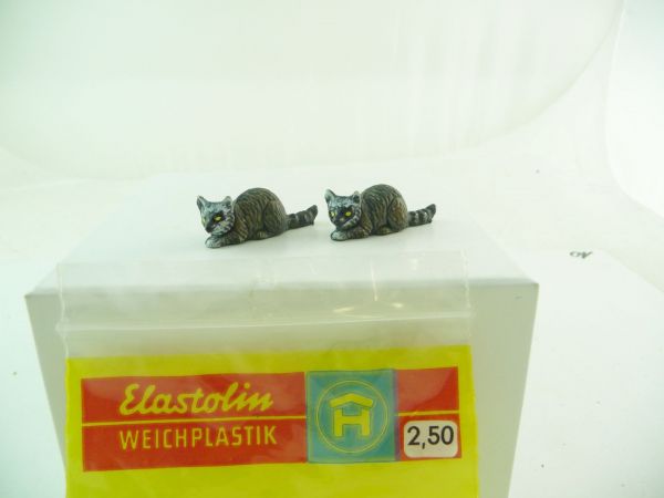 Elastolin Weichplastik 2 Waschbären - OVP mit Originalpreisschild, aus Ladenfund