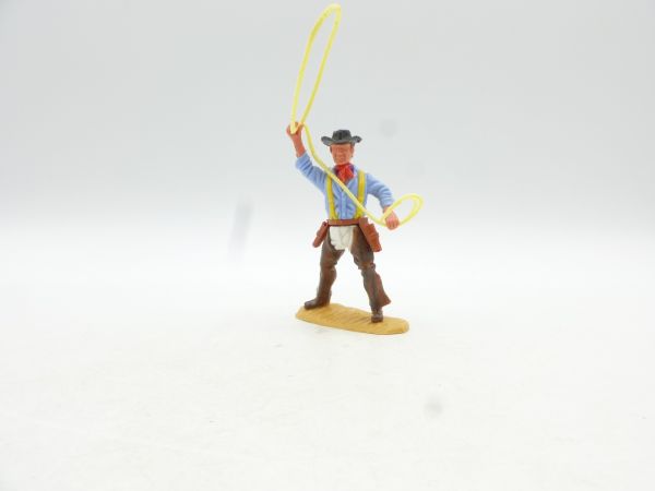 Timpo Toys Cowboy 4th version standing with lasso, white trousers + chaps