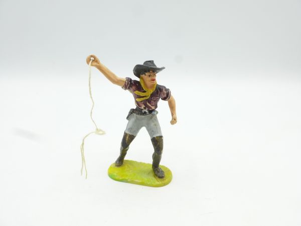 Elastolin 7 cm (beschädigt) Cowboy mit Lasso, Bem. 2 - frühe 2er Bemalung