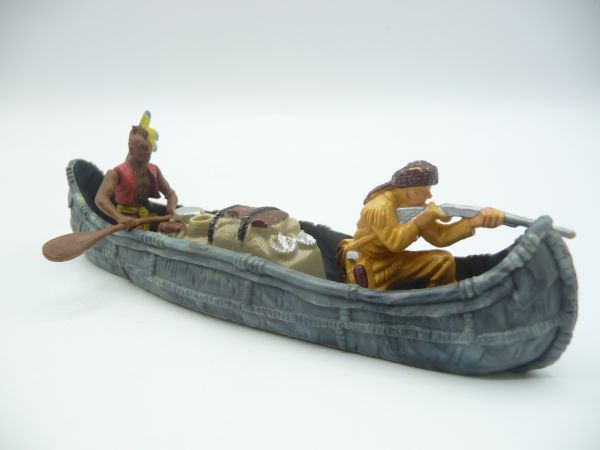Britains Deetail Canoe with rare Iroquois, trapper + cargo (figures loose)