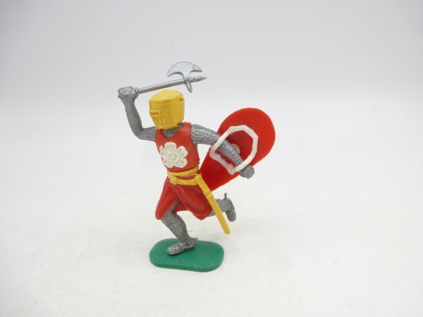 Timpo Toys Medieval Knight running with battleaxe, red/yellow