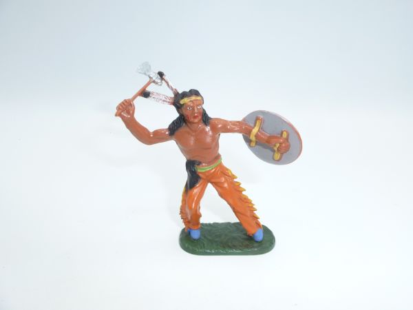 Elastolin 7 cm Indianer stehend mit Tomahawk, J-Figur, Nr. 6884 - seltene Farbe