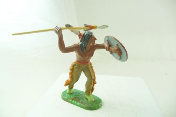 Elastolin 7 cm Indianer laufend mit Speer, Nr. 6890, Vers. 1 - tolle seltene Figur