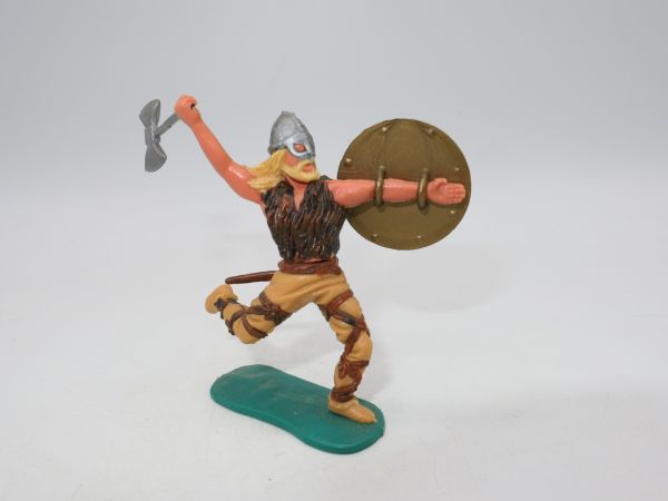 Timpo Toys Viking walking with fur waistcoat, helmet visor + double battle axe