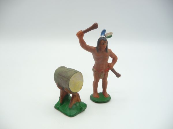 Indian standing with drum (two parts)